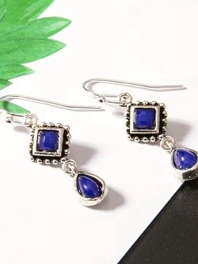 Sterling Silver Blue Drop Dangle Earrings